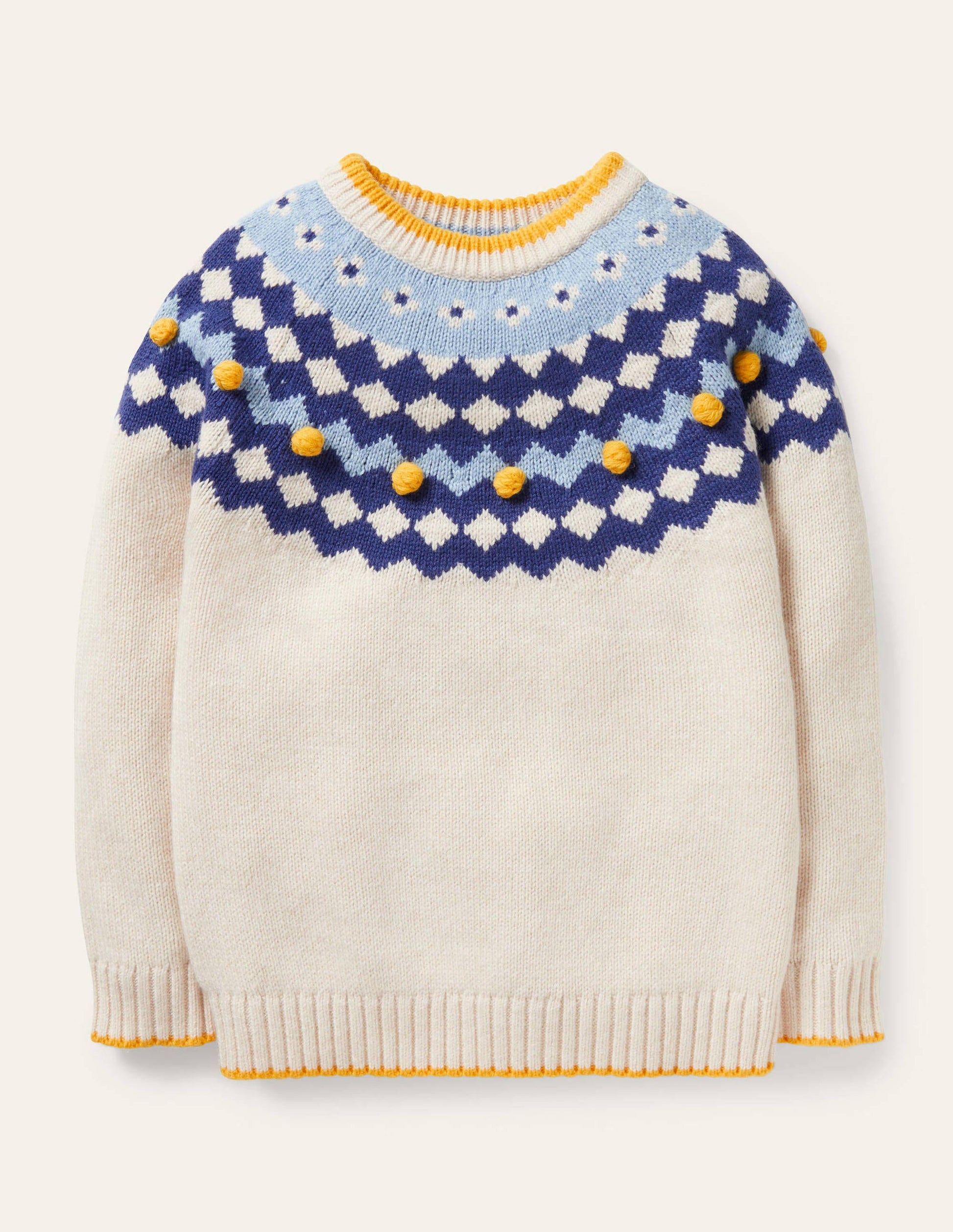 Chunky Fair Isle Crew Jumper-Ecru Marl Fair Isle-1