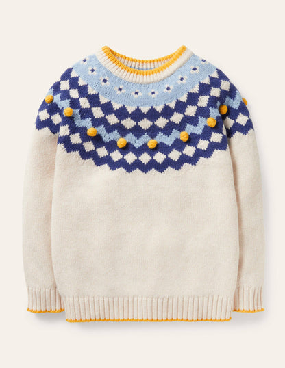 Chunky Fair Isle Crew Jumper-Ecru Marl Fair Isle-1