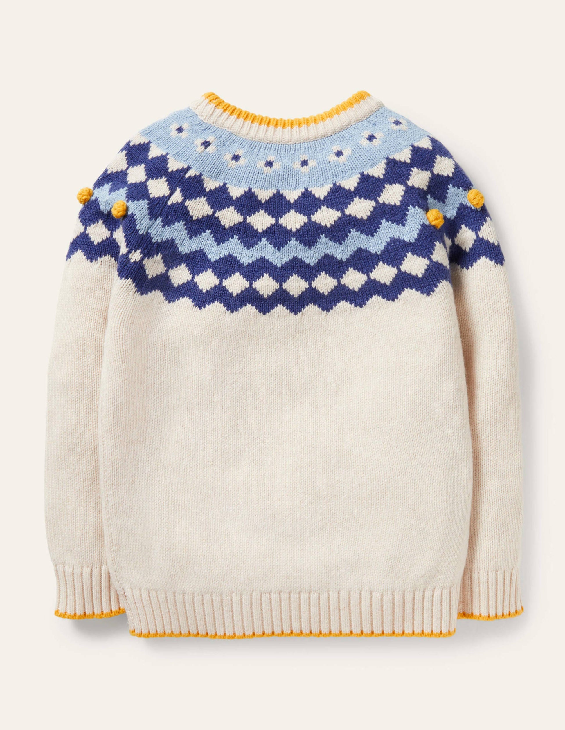 Chunky Fair Isle Crew Jumper-Ecru Marl Fair Isle-2