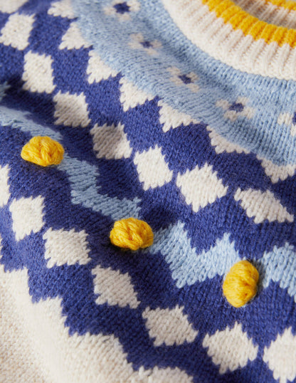 Chunky Fair Isle Crew Jumper-Ecru Marl Fair Isle-3