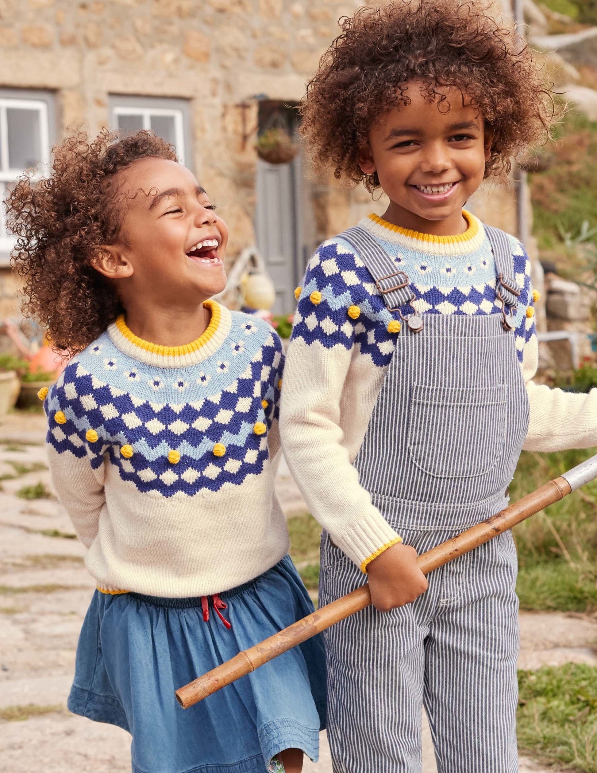 Chunky Fair Isle Crew Jumper-Ecru Marl Fair Isle-4