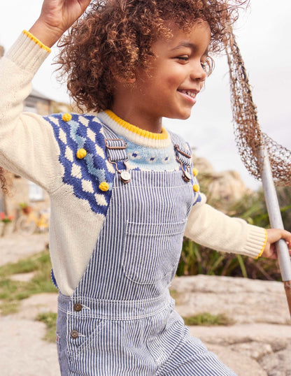 Chunky Fair Isle Crew Jumper-Ecru Marl Fair Isle-5