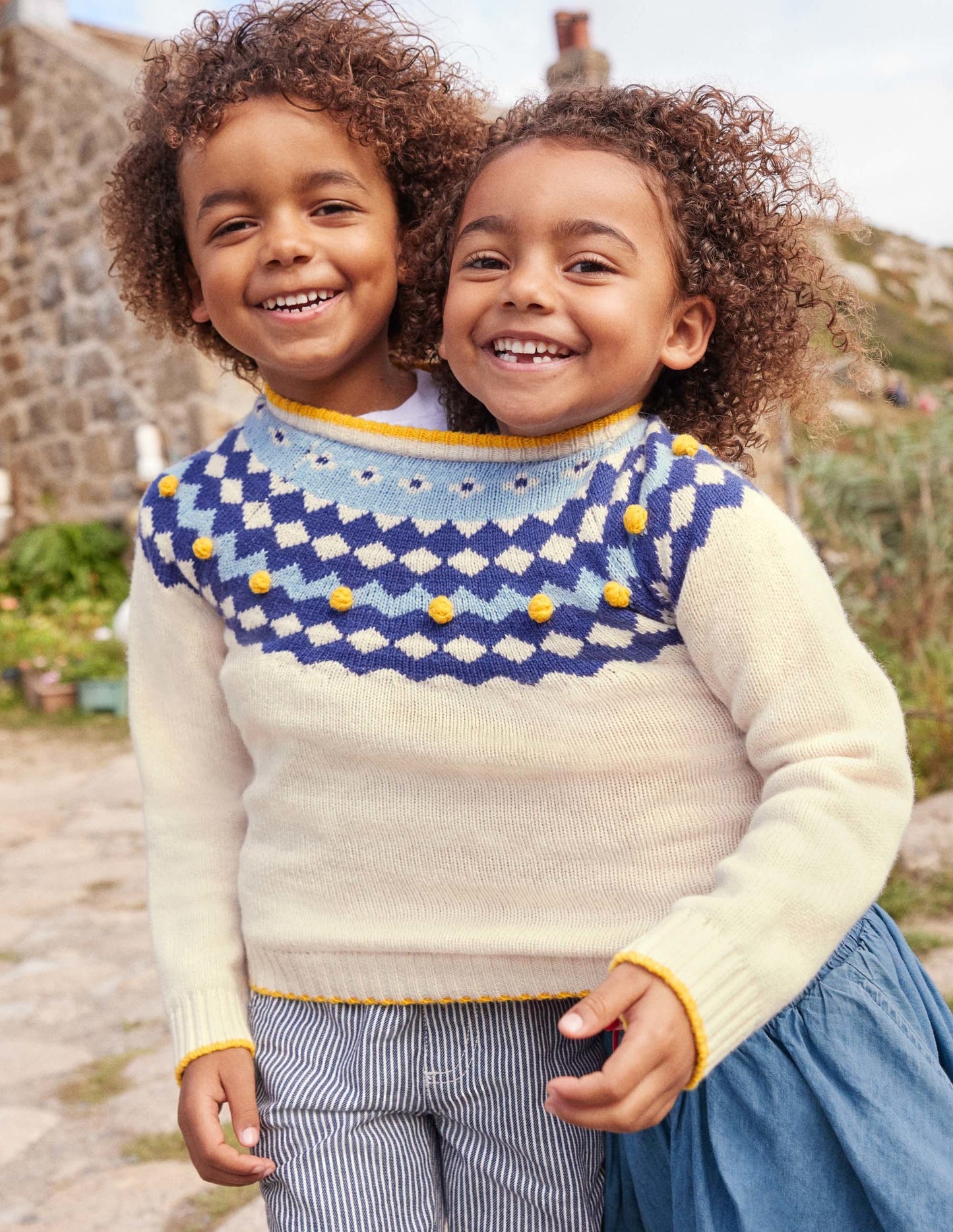 Chunky Fair Isle Crew Jumper-Ecru Marl Fair Isle