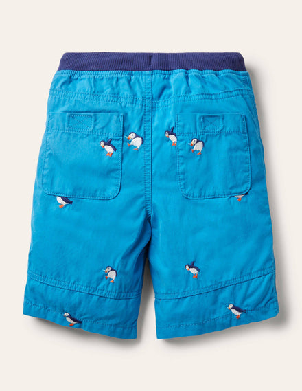 Adventure Shorts-Moroccan Blue Puffins