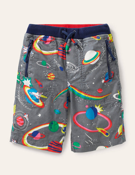 Adventure Shorts-Cobble Grey Rainbow Space