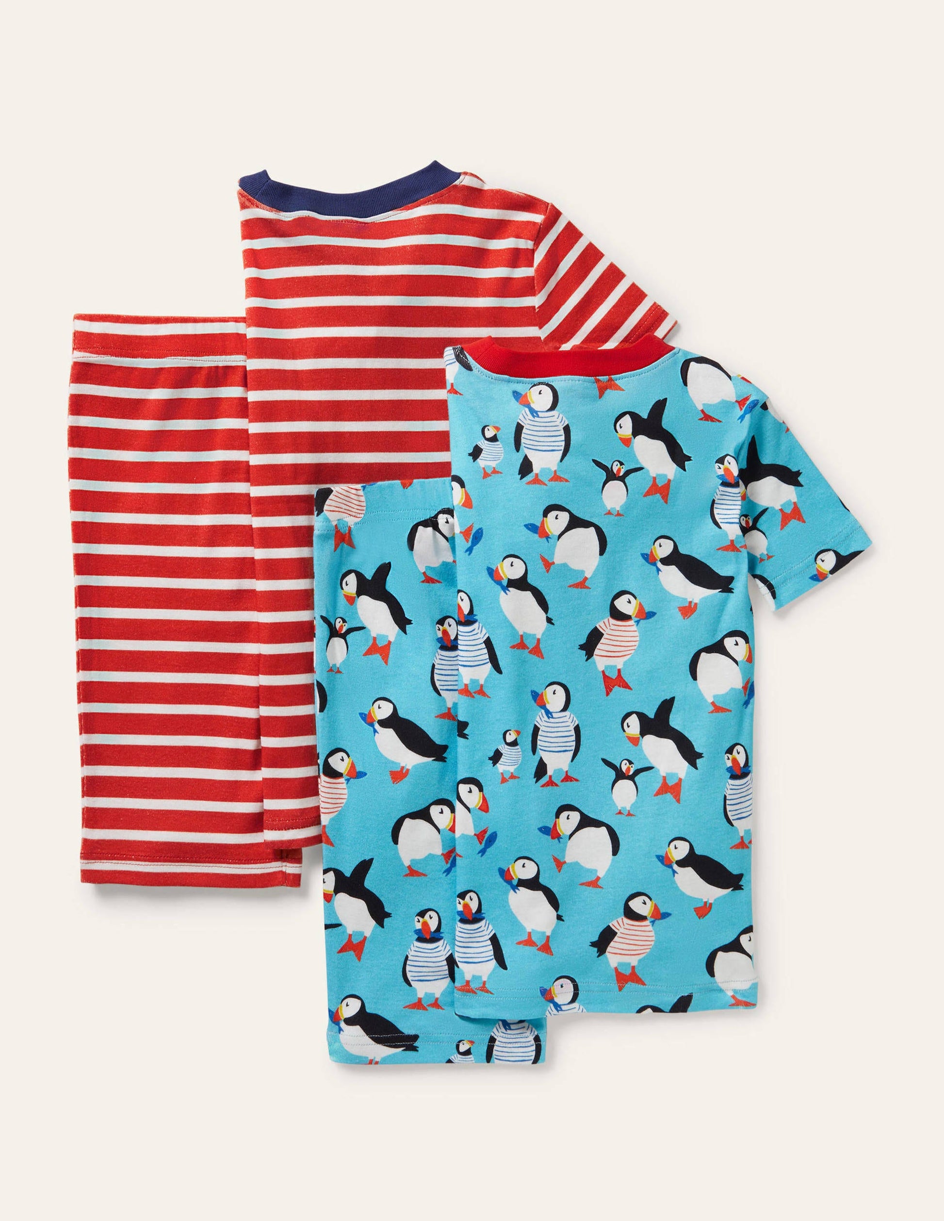 Snug Twin Pack Short Pyjamas-Aqua Blue Puffins-2