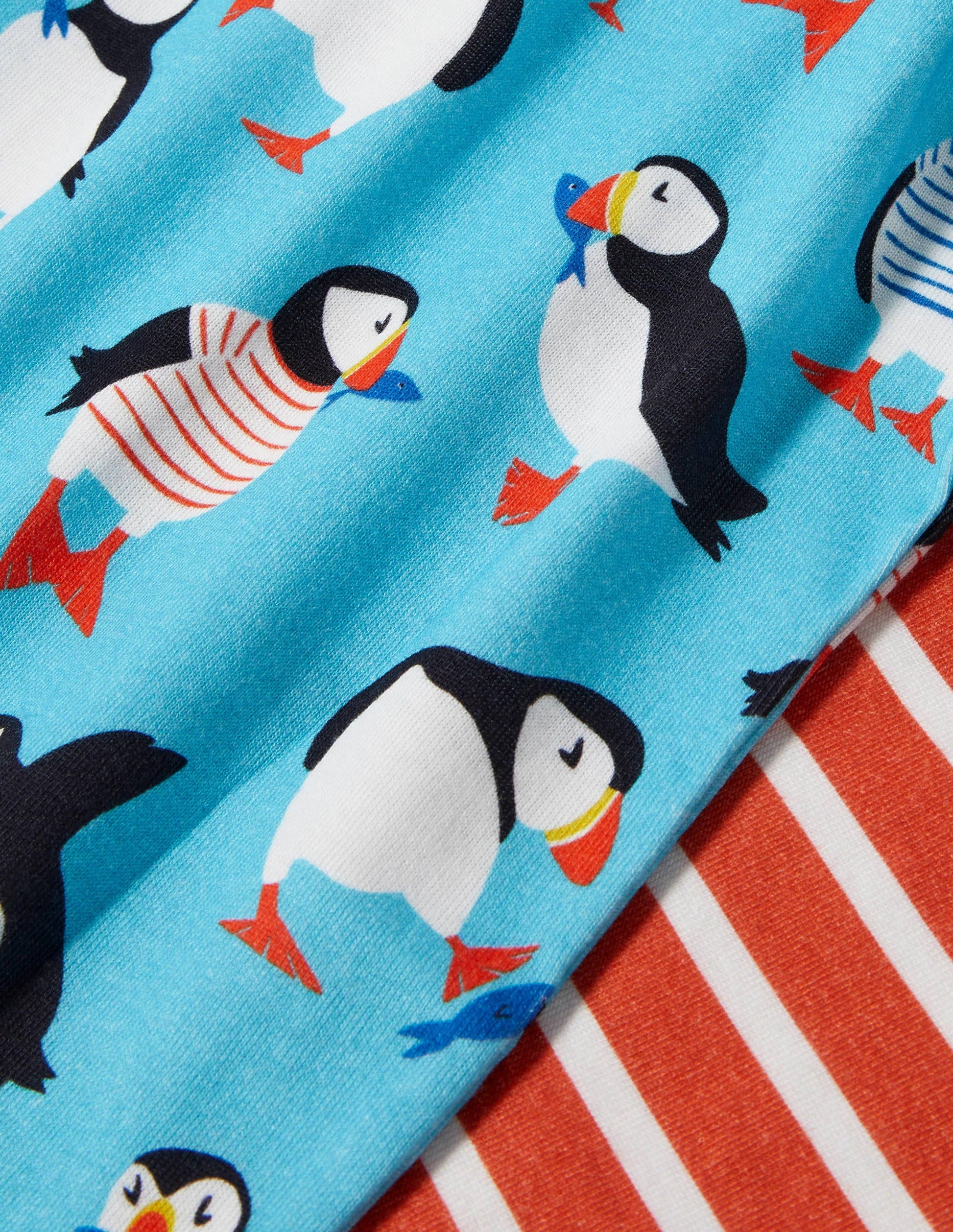 Snug Twin Pack Short Pyjamas-Aqua Blue Puffins-3
