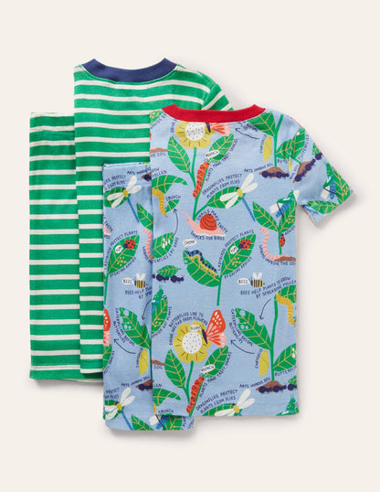 Snug Twin Pack Short Pyjamas-Surfboard Blue Brilliant Bugs-2