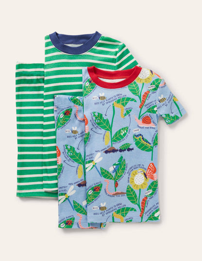 Snug Twin Pack Short Pyjamas-Surfboard Blue Brilliant Bugs-1