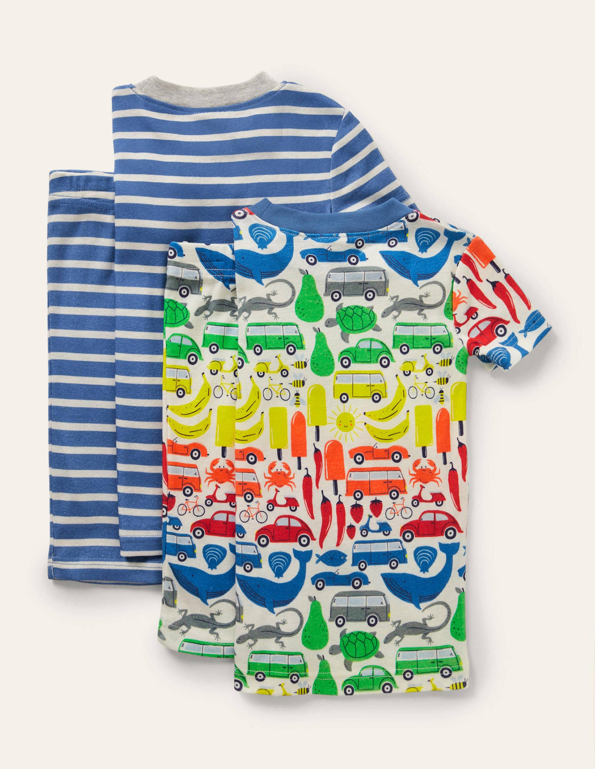 Snug Twin Pack Short Pyjamas-Ivory Rainbow Road Trip-2