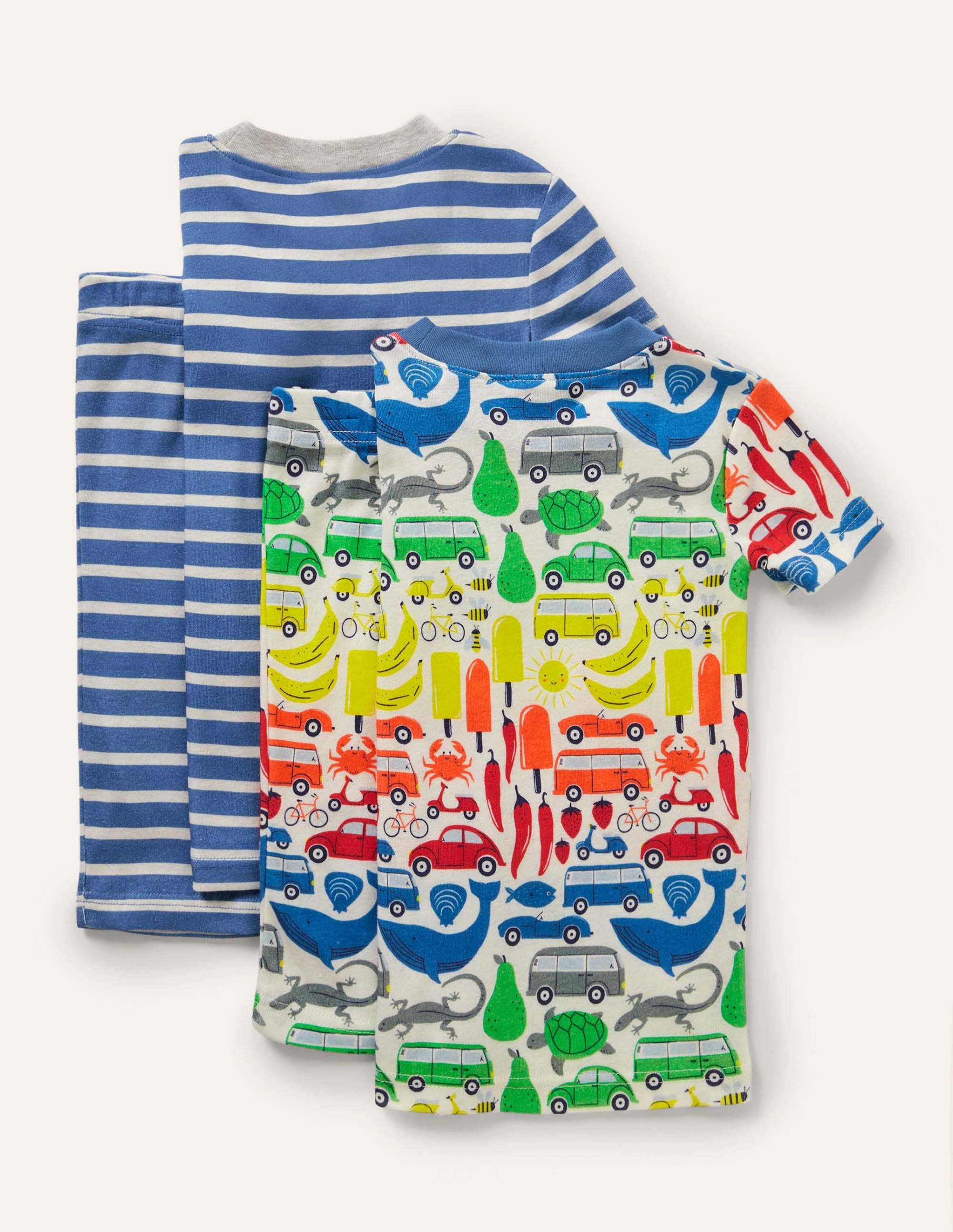 Snug Twin Pack Short Pyjamas-Ivory Rainbow Road Trip - Image 2