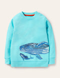 Whale Superstitch Sweatshirt-Aqua Blue Whale
