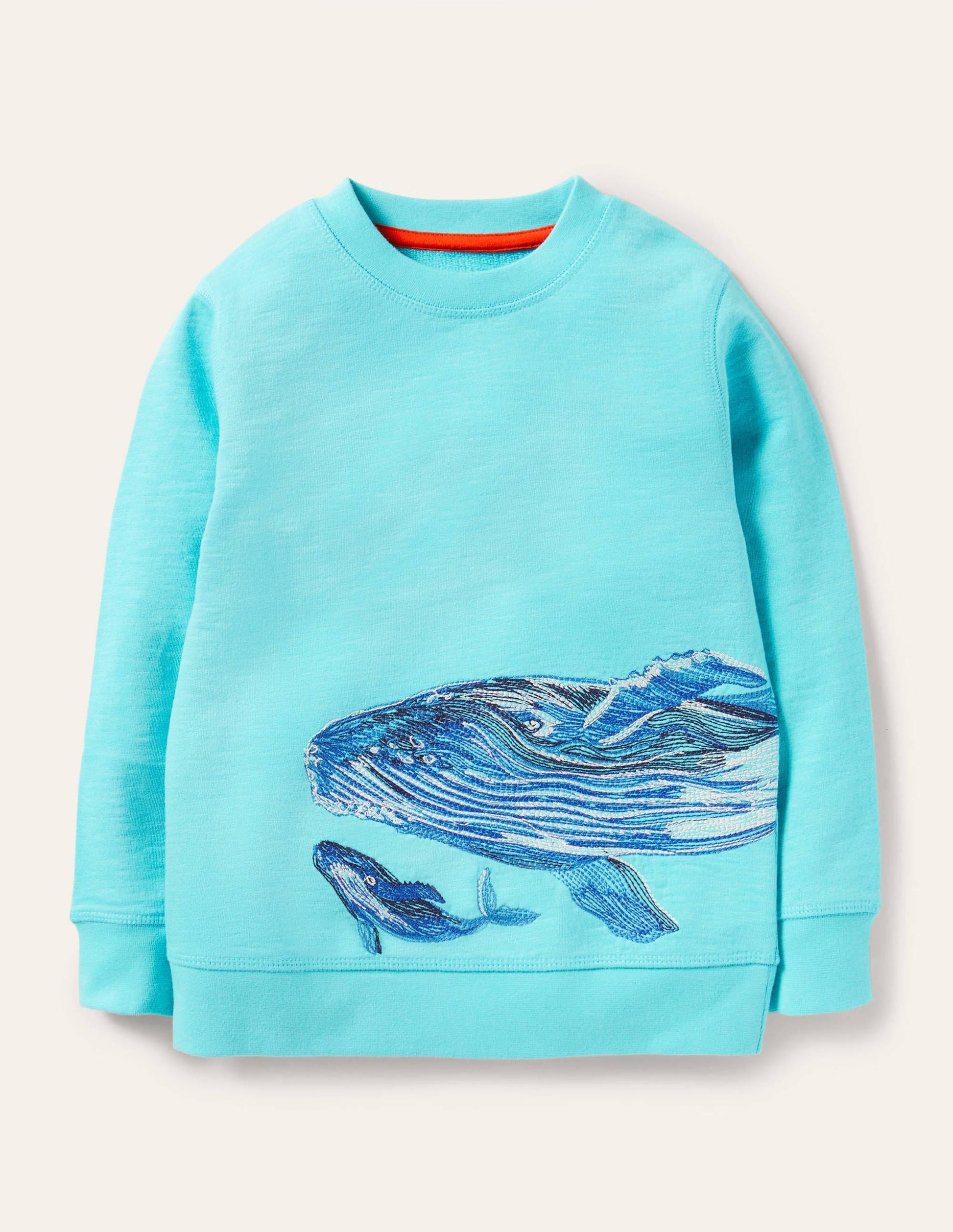Whale Superstitch Sweatshirt-Aqua Blue Whale-1