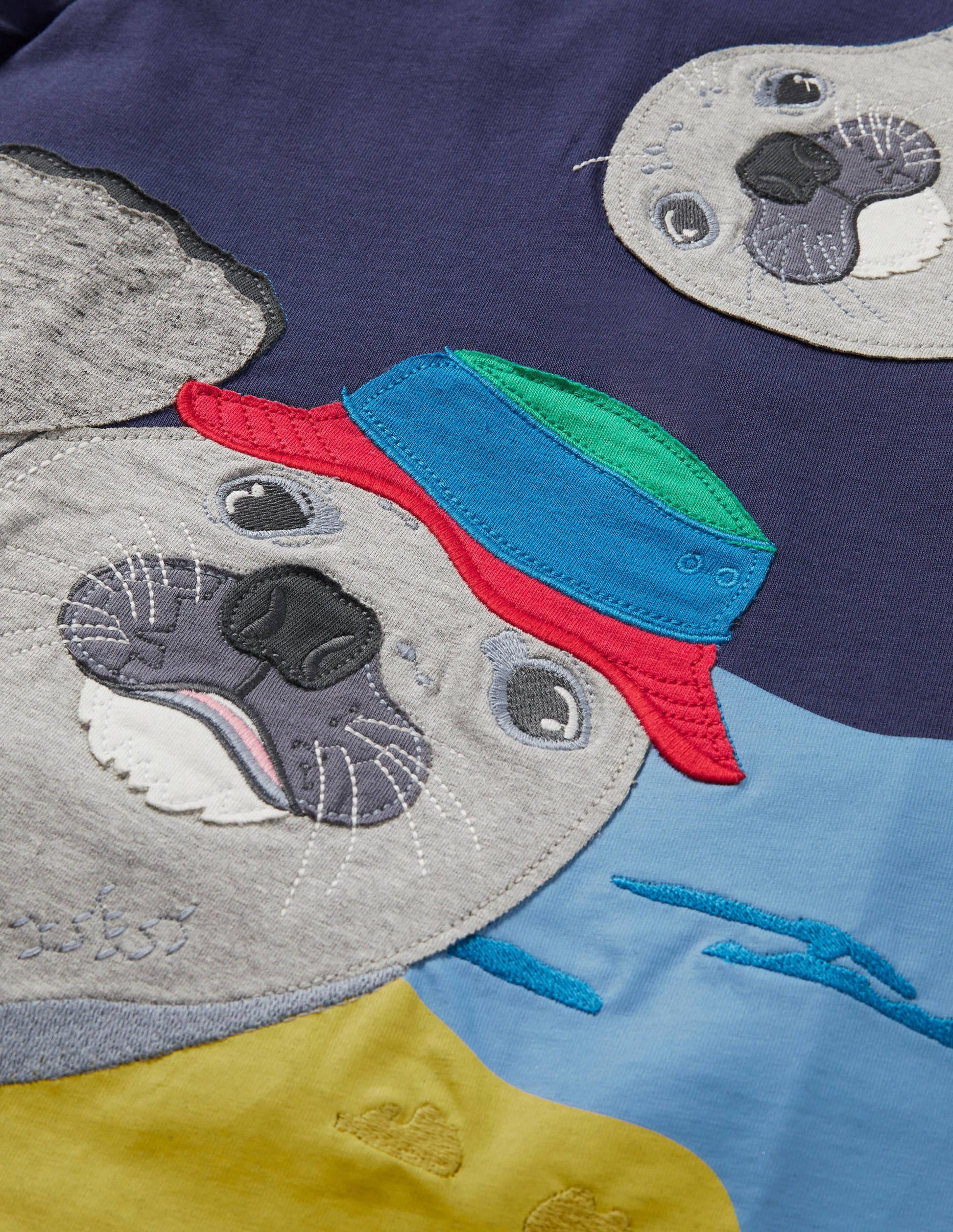 Animal Appliqué T-shirt-Starboard Blue Seals-2
