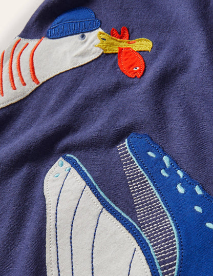 Animal Appliqué T-shirt-Moroccan Blue Whale-3