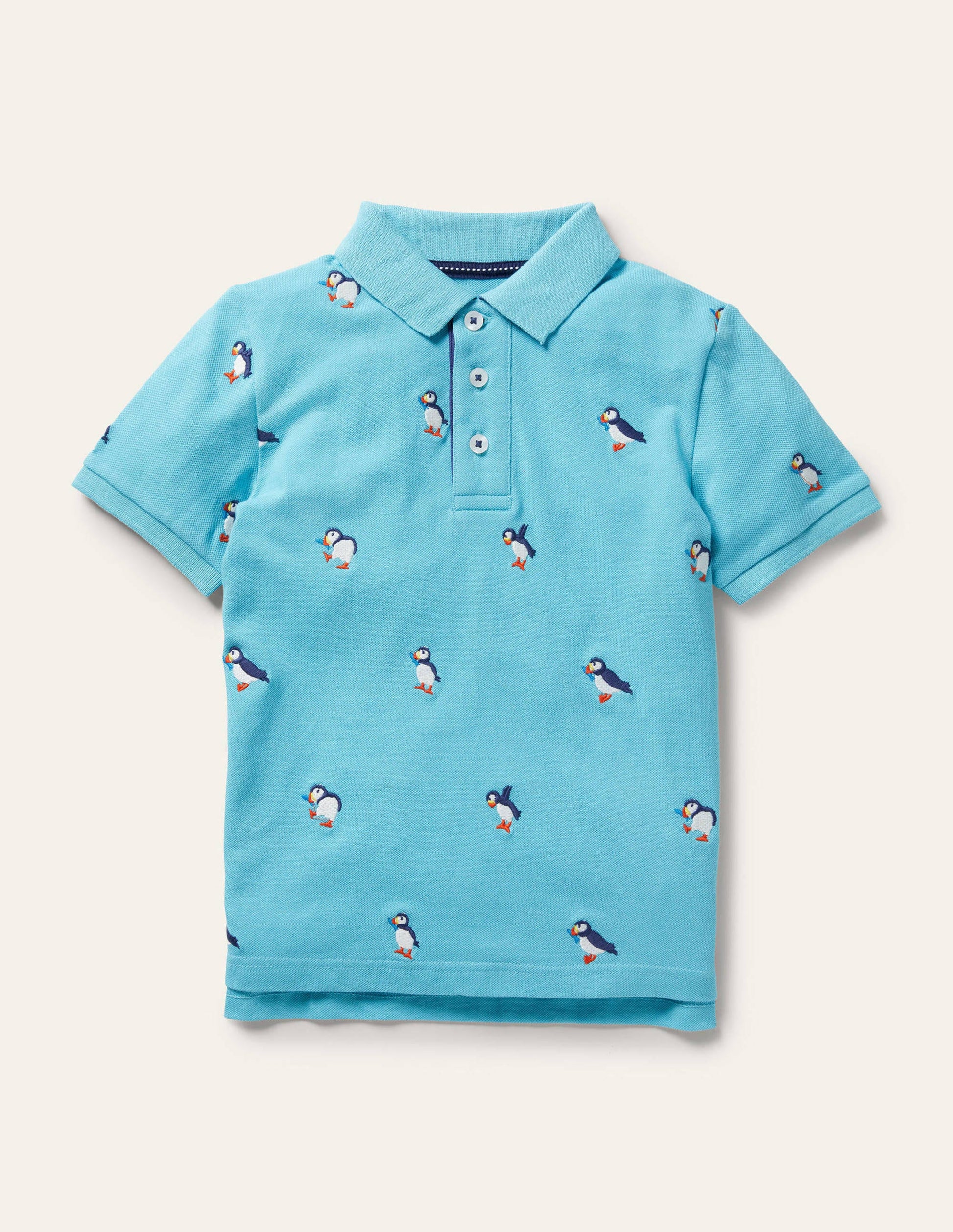 Piqué Polo Shirt-Aqua Blue Puffins-1