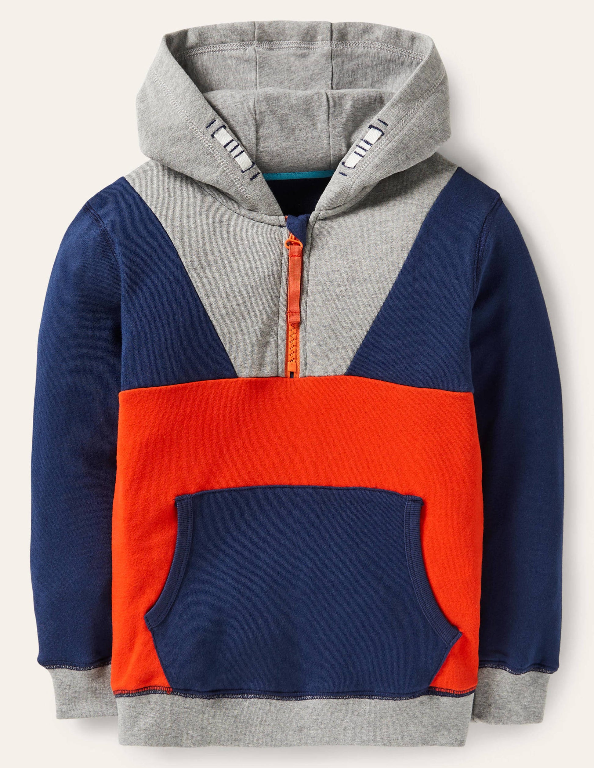 Colourblock Half-zip Hoodie-Starboard Blue-1