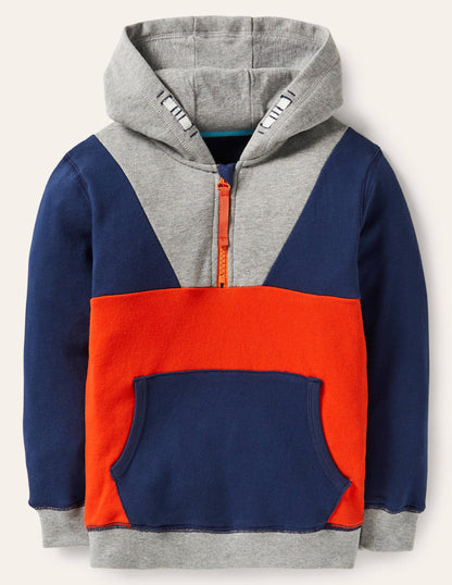 Colourblock Half-zip Hoodie-Starboard Blue-1