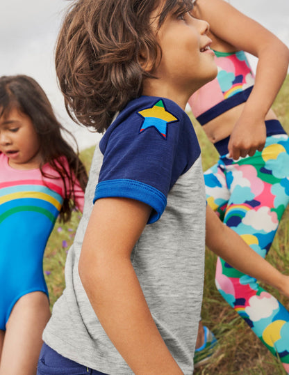 Colourblock Raglan T-shirt-Grey Marl Stars-5