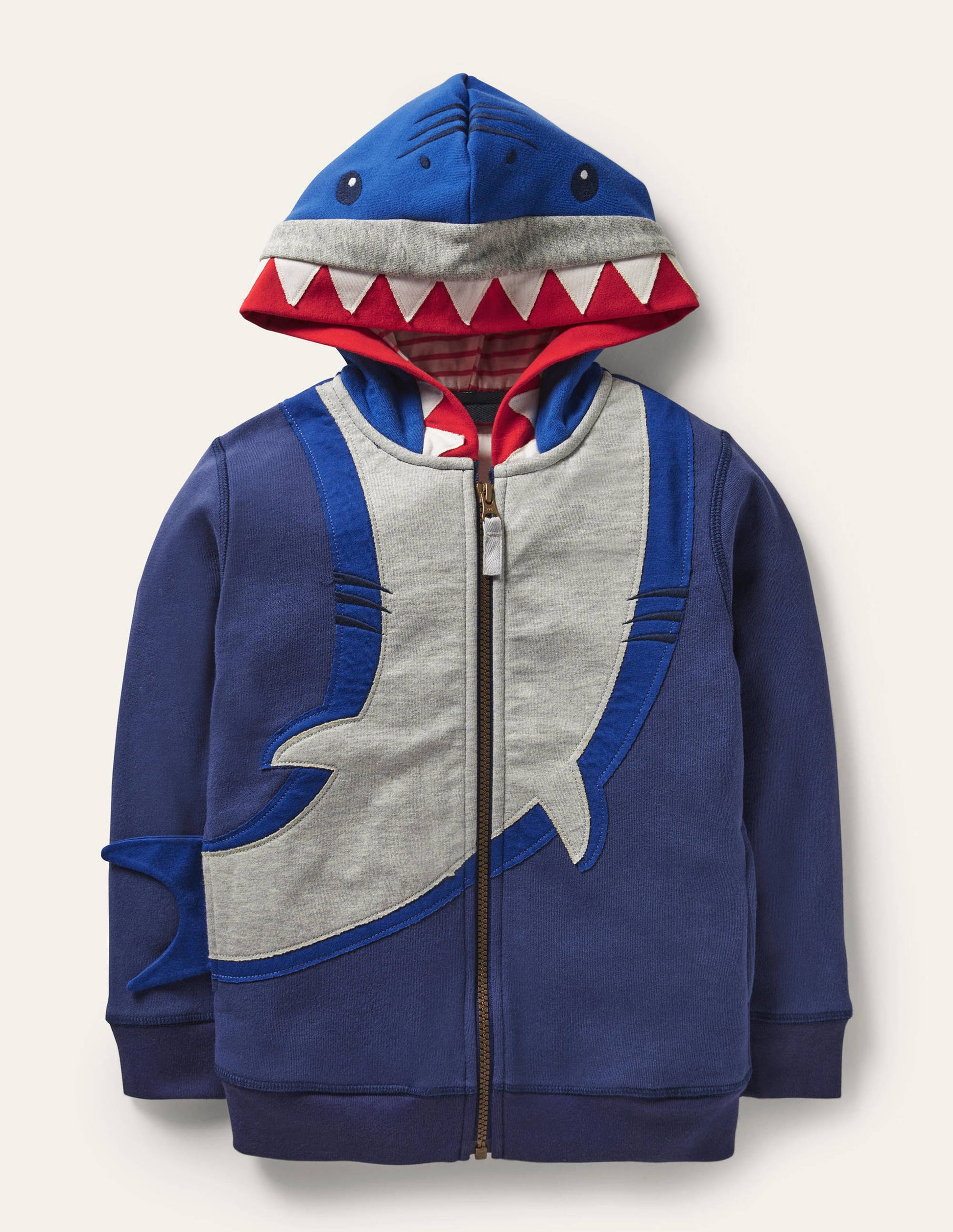 Navy Shark Zip-up Hoodie-College Navy Shark-1