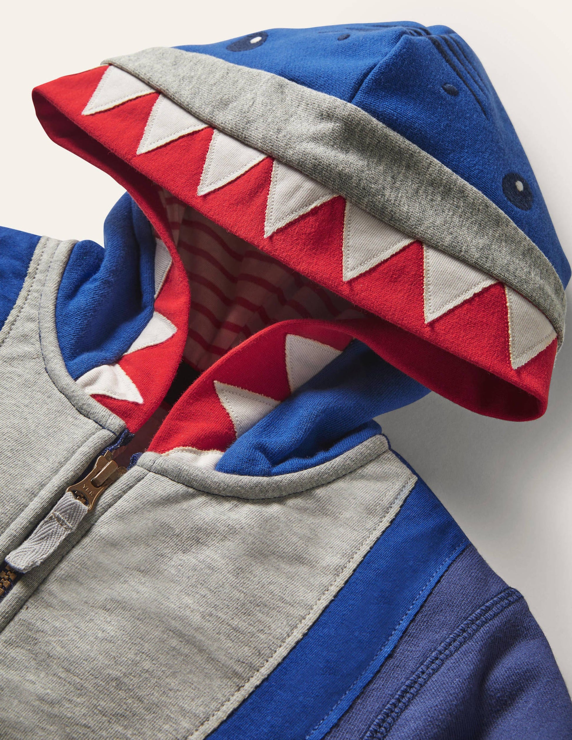 Navy Shark Zip-up Hoodie-College Navy Shark-3