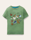 Graphic Grid T-shirt-Rosemary Green Chickens