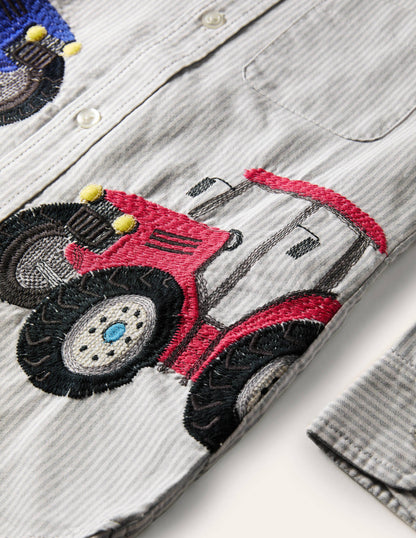 Superstitch Shirt-Ticking Blue Tractors