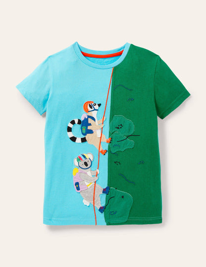 Animal Adventure T-shirt-Aqua Blue Lemurs-1