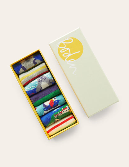 7 Pack Sock Box-Blue Sea Life Friends-2