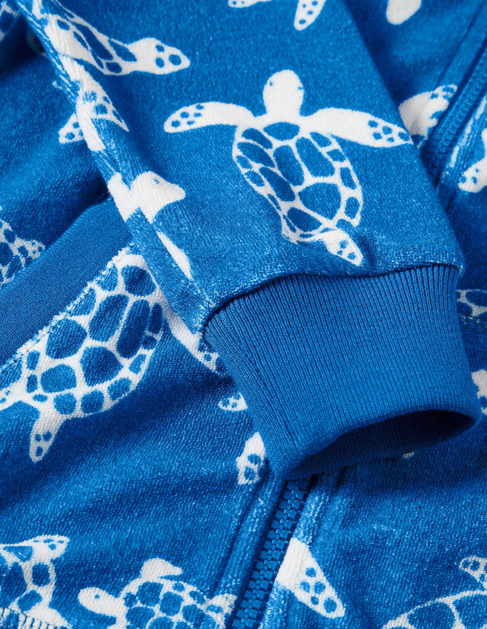 Towelling Zip-through Hoodie-Moroccan Blue Turtle-3