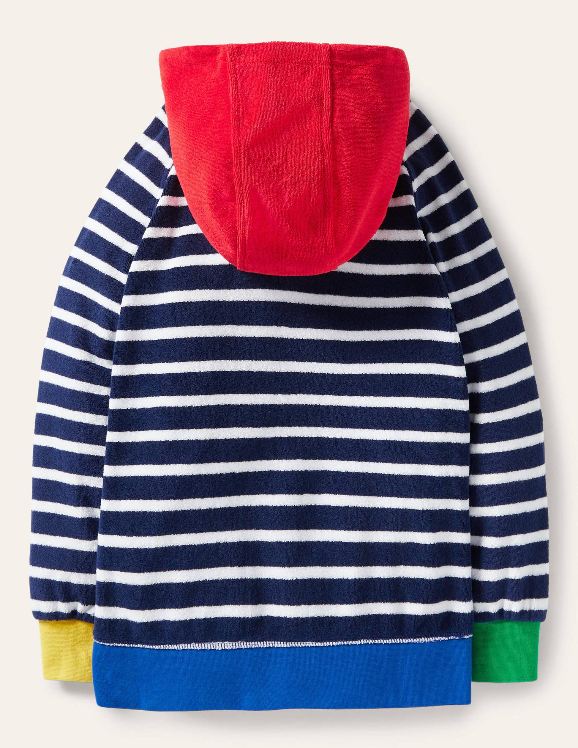 Towelling Zip-through Hoodie-College Navy Stripe-2