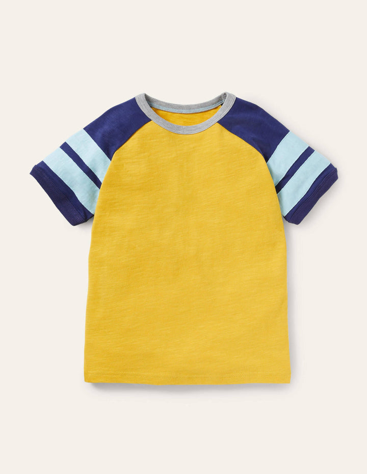 Colourblock Raglan T-shirt-Daffodil Yellow/Starboard Blue