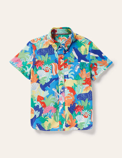 Holiday Cotton Linen Shirt-Multi Rainbow Reef-1