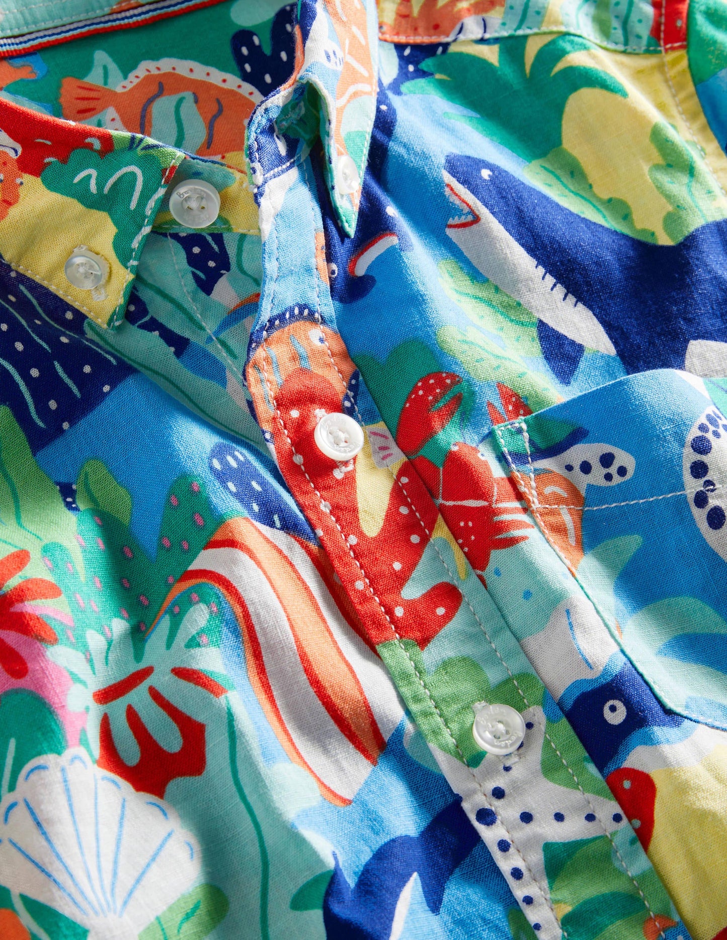 Holiday Cotton Linen Shirt-Multi Rainbow Reef