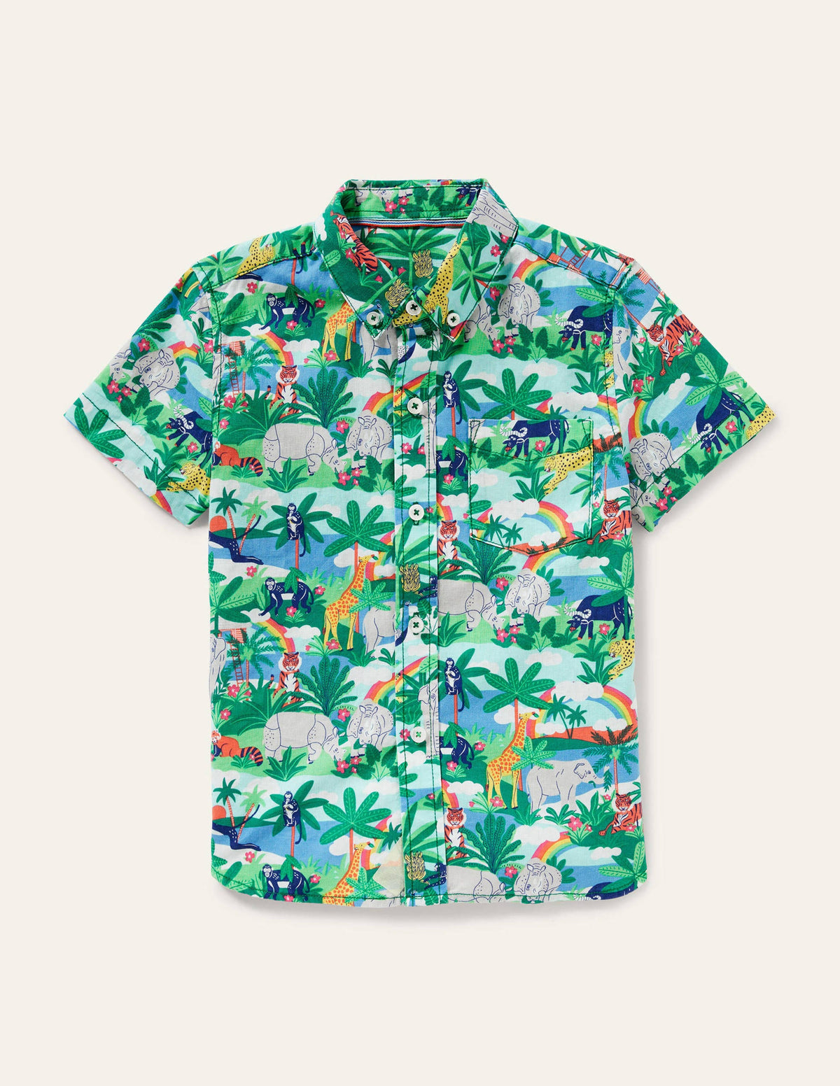 Holiday Cotton Linen Shirt-Multi Jungle Scene - Image 1
