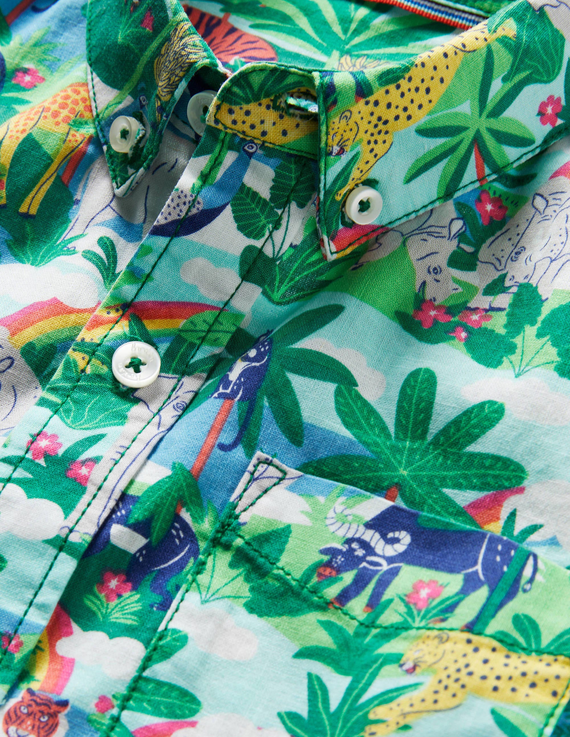 Holiday Cotton Linen Shirt-Multi Jungle Scene - Image 3