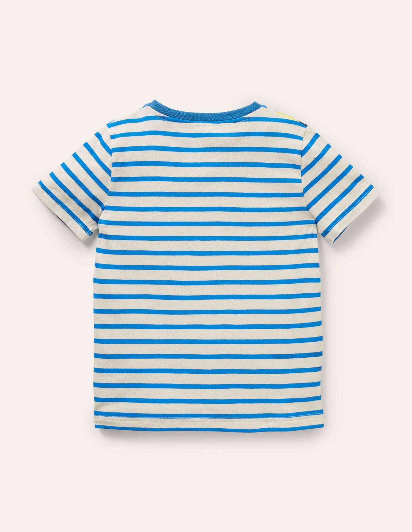Stripy Animal Appliqué T-shirt-Ivory/Moroccan Blue Giraffe