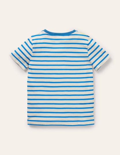 Stripy Animal Appliqué T-shirt-Ivory/Moroccan Blue Giraffe-2