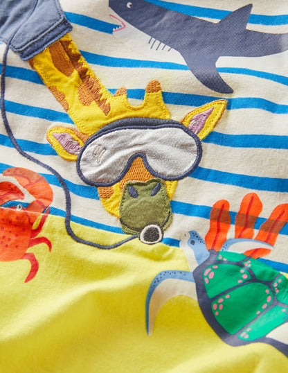 Stripy Animal Appliqué T-shirt-Ivory/Moroccan Blue Giraffe-3