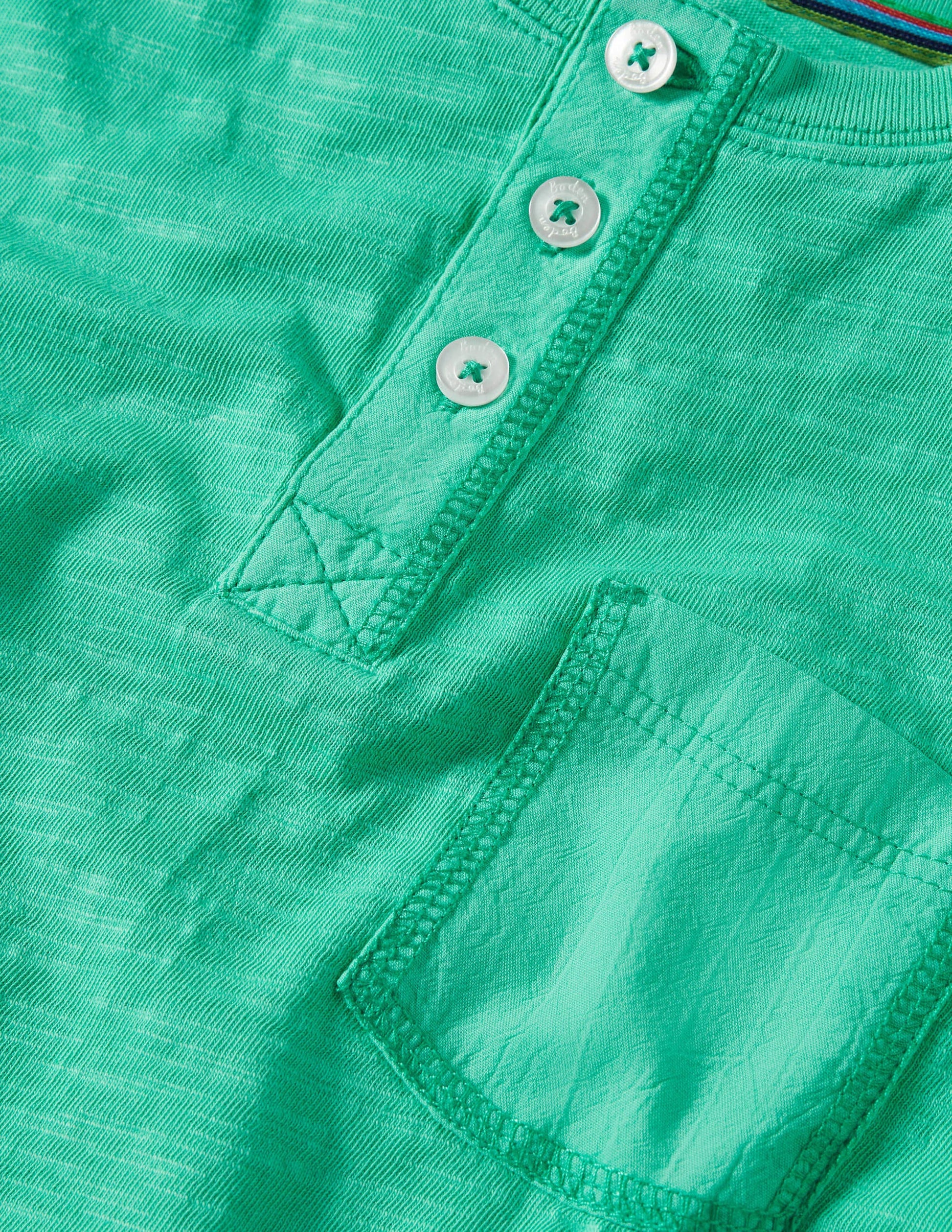 Garment Dye Henley T-shirt-Tropical Green-3