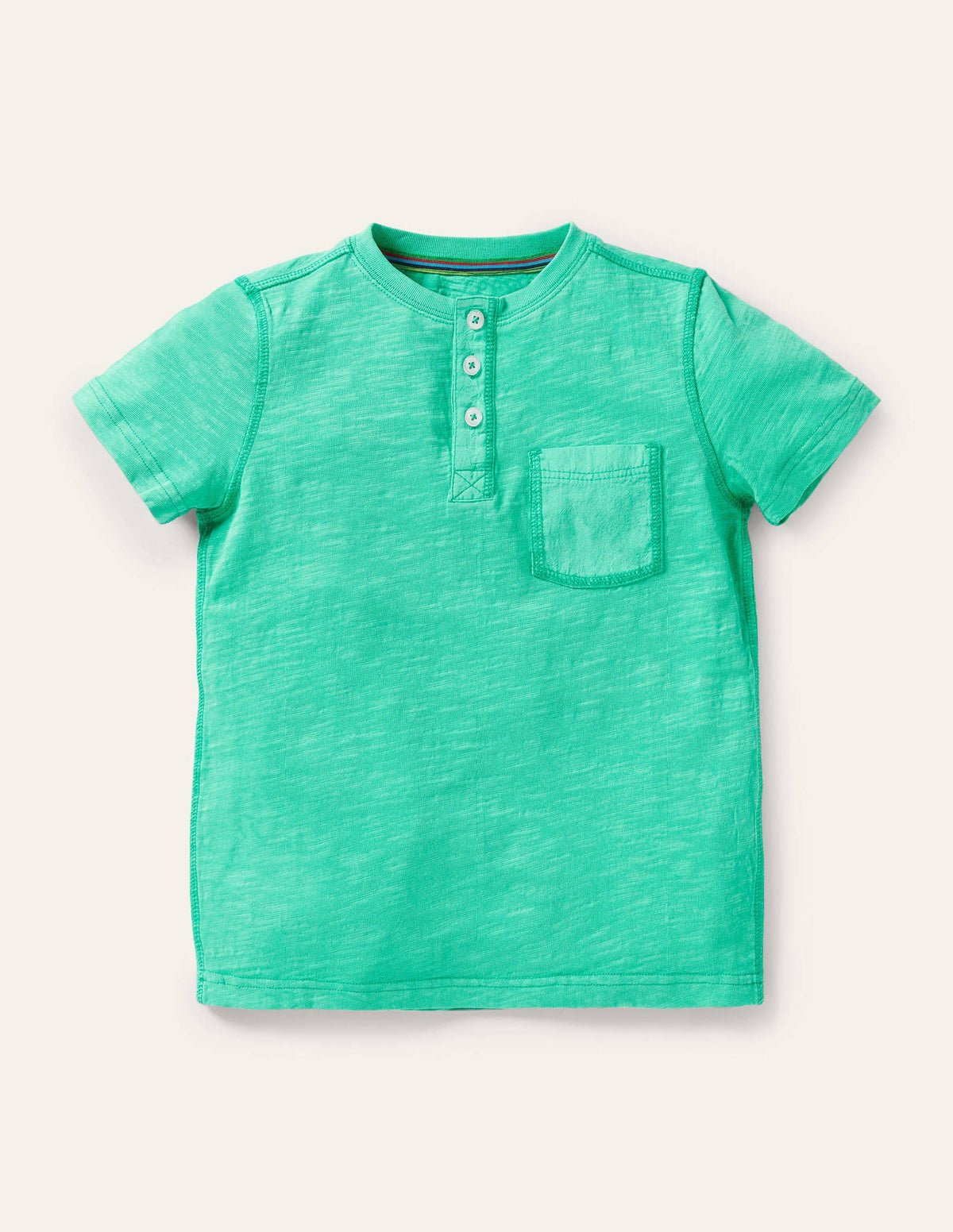 Garment Dye Henley T-shirt-Tropical Green-1
