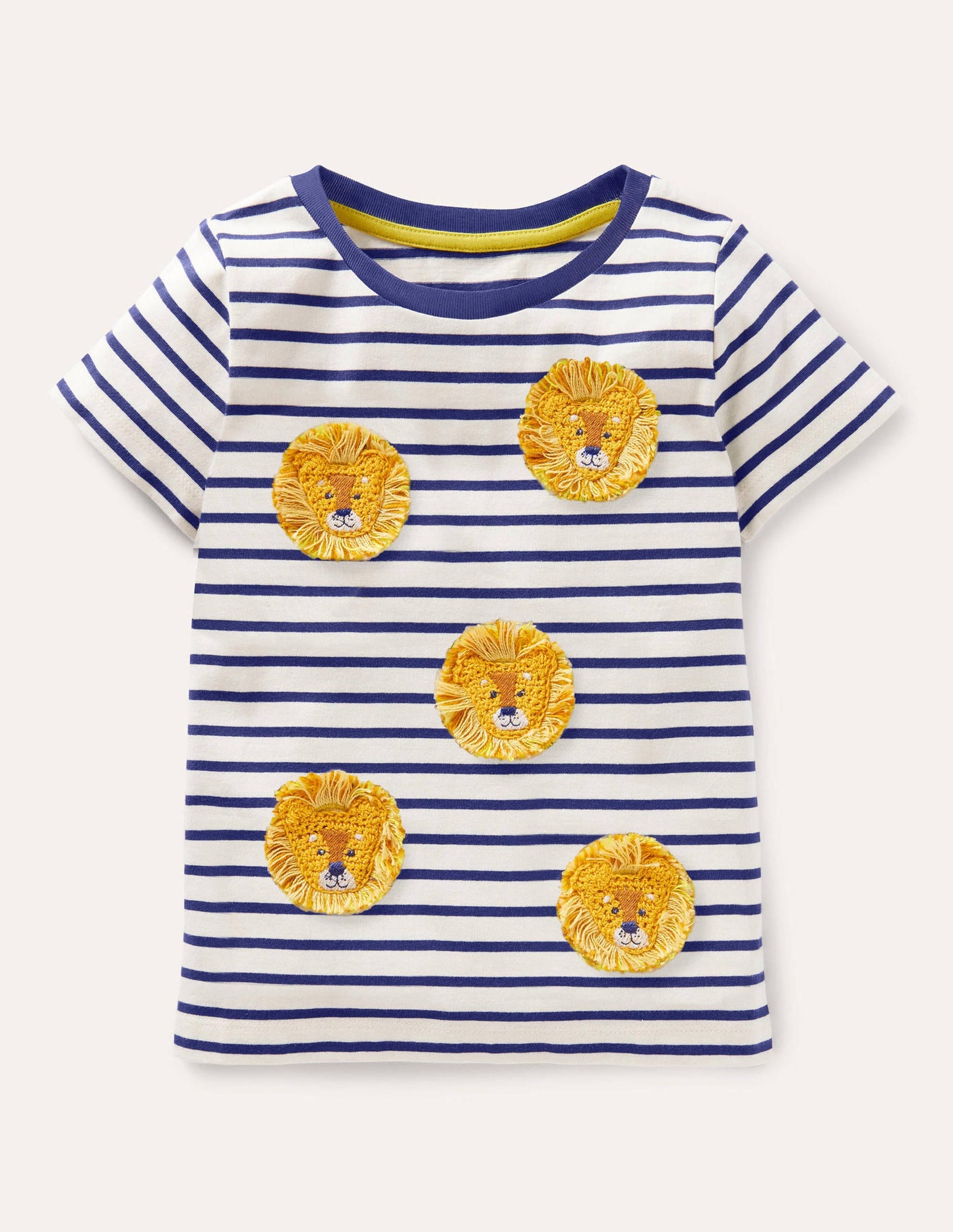 Crochet T-shirt-Starboard Blue/Ivory Lions