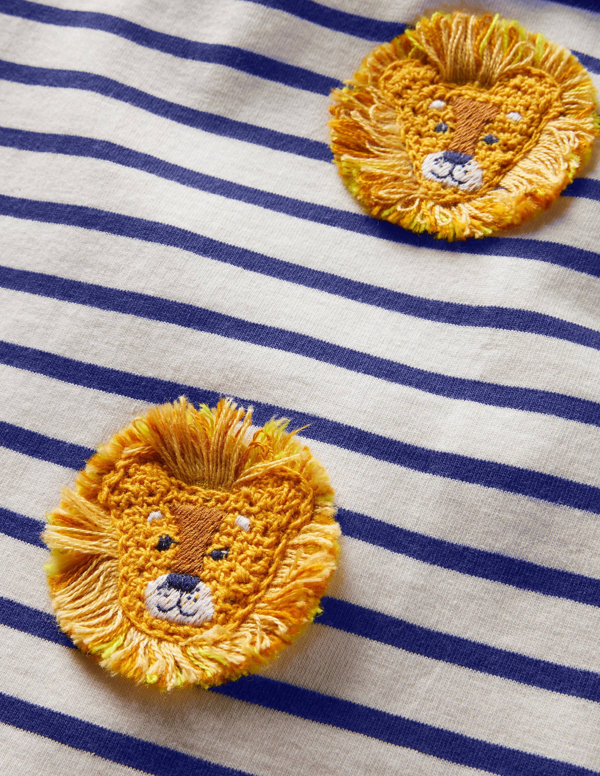 Crochet T-shirt-Starboard Blue/Ivory Lions-3