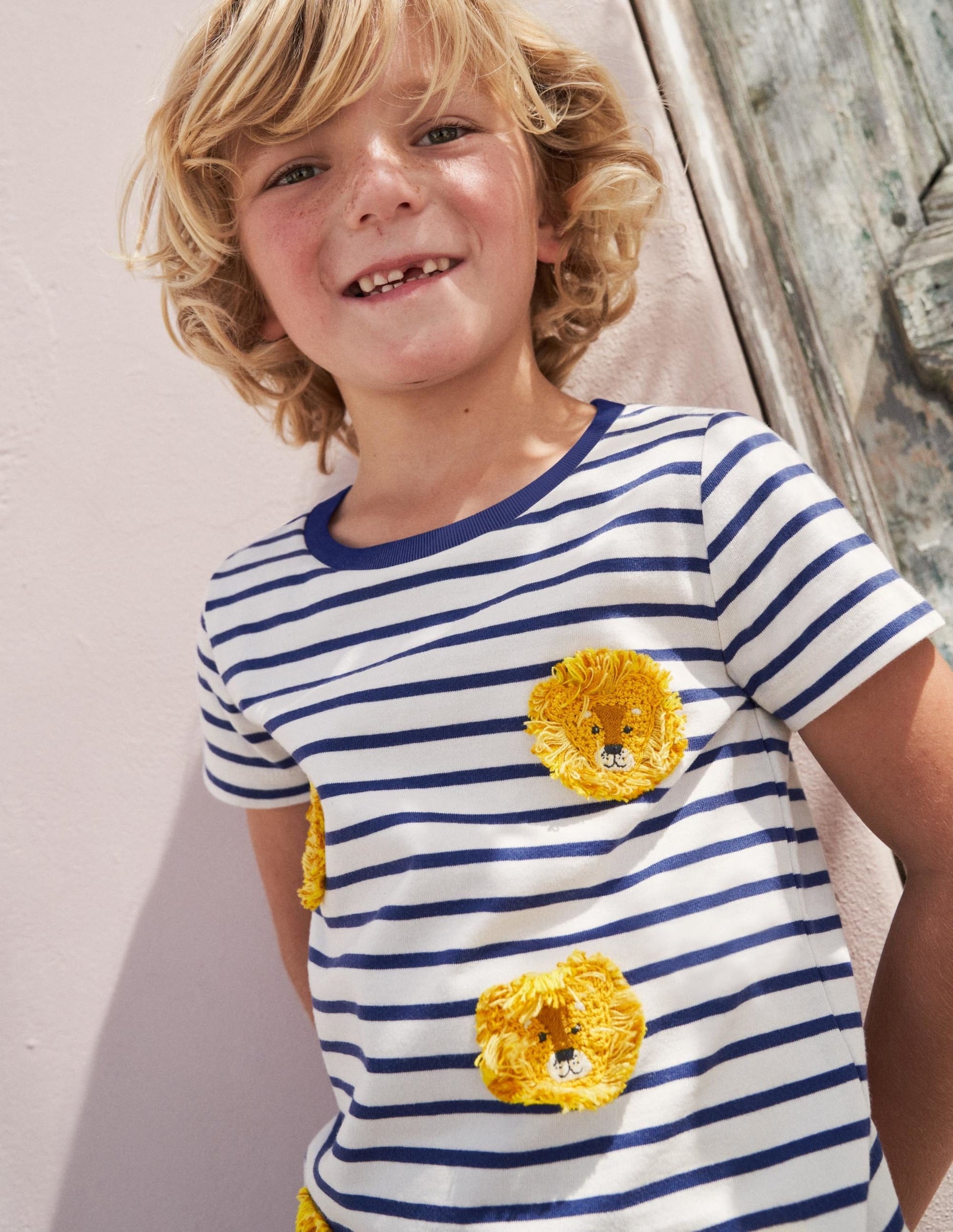 Crochet T-shirt-Starboard Blue/Ivory Lions-6