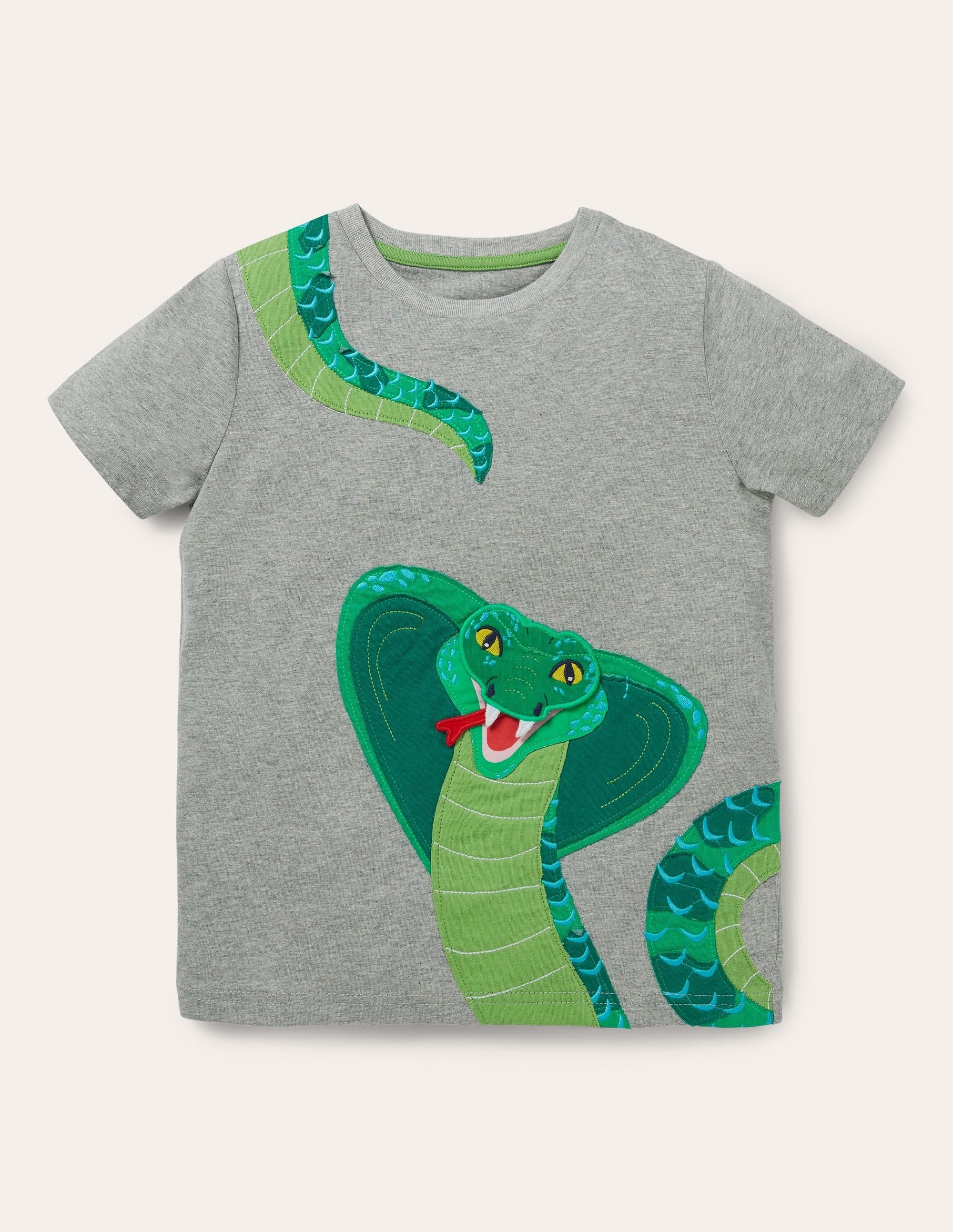 Lift-the-flap Animal T-shirt-Grey Marl Snake - Image 1