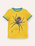 Printed Logo Ringer T-shirt-Daffodil Yellow Spider