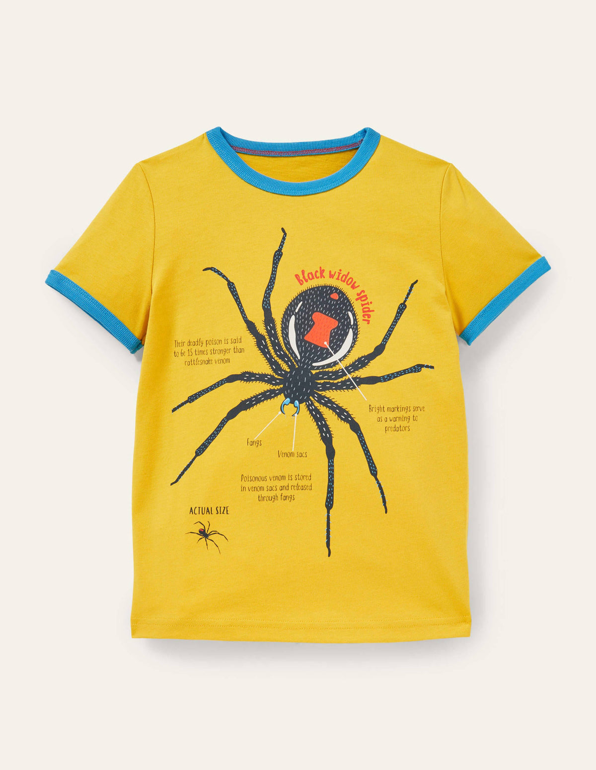 Printed Logo Ringer T-shirt-Daffodil Yellow Spider-1
