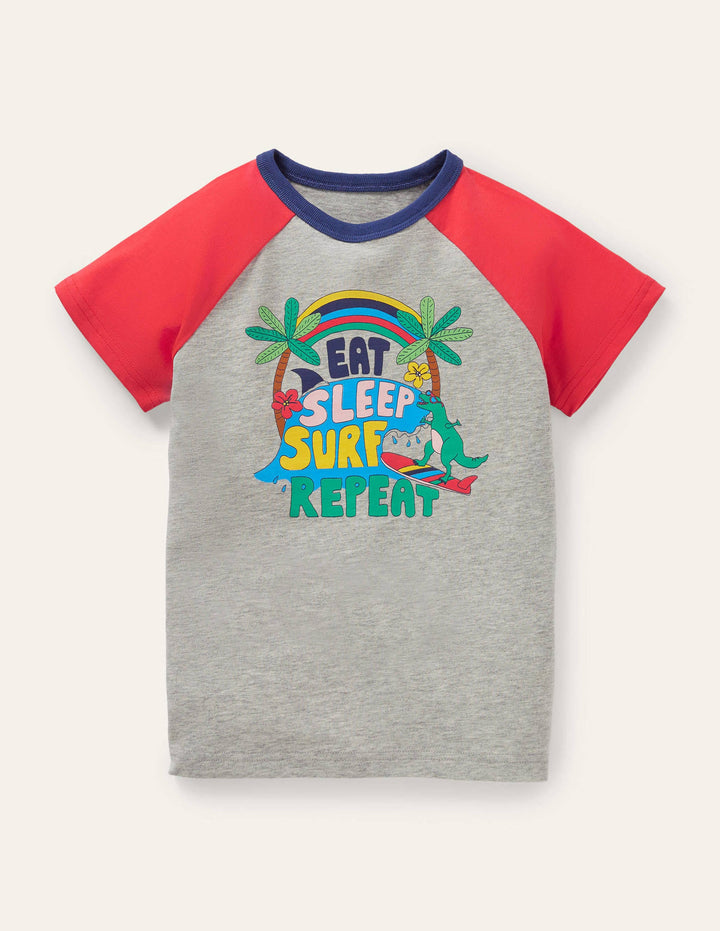 Colourblock Logo T-shirt-Grey Marl Surf