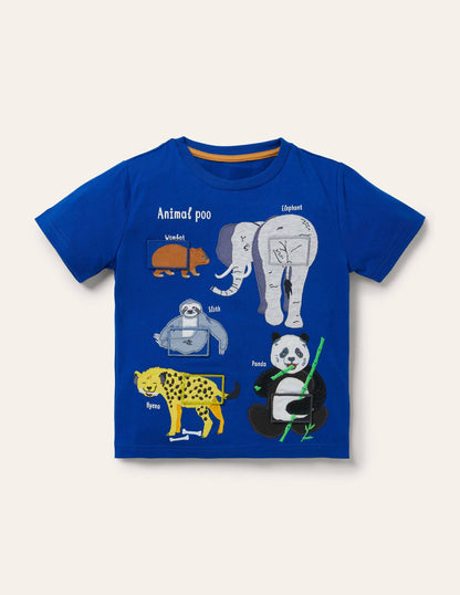 Educational Flap T-shirt-Brilliant Blue Animals-1