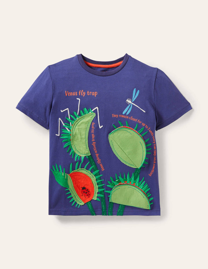 Educational Flap T-shirt-College Navy Venus Fly Trap